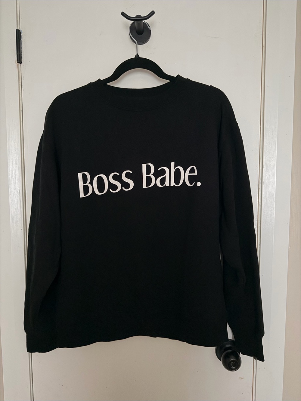 Brunette The Label Black Crewneck "Boss Babe." Graphic Sweater